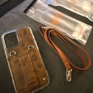 Elegant Brown Leather Phone Case with Strap